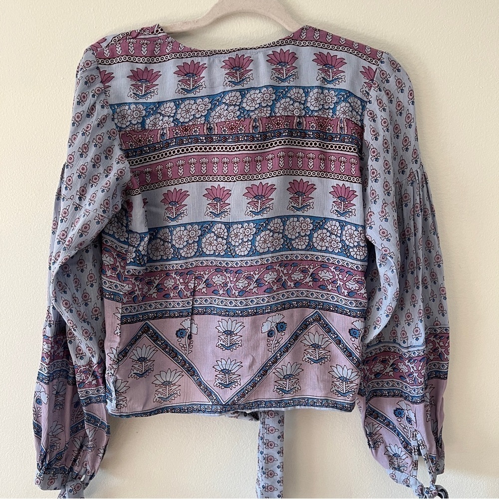 BLUE BOHEME WOMENS WRAP UP BLUE PURPLE TOP ONE SIZE FITS ALL - Picture 6 of 9
